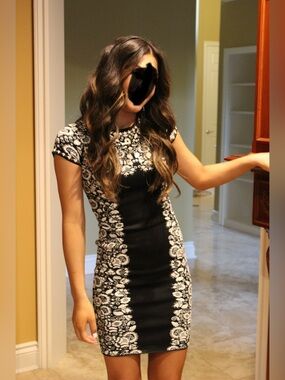 bcbg black white dress BCBG Black & Cream Dress XS Womens